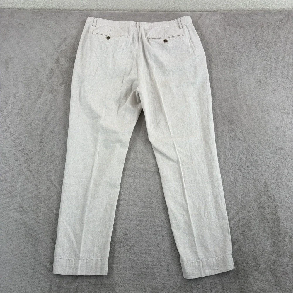 Banana Republic Slim Straight Trouser Pants in Beige Linen Blend Men‎ 36x28